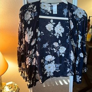 blue floral light cardigan